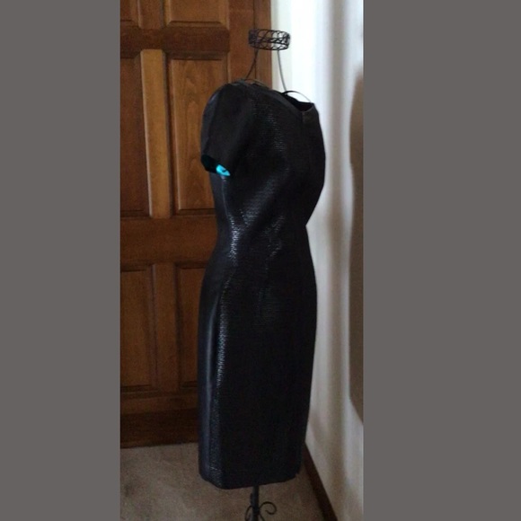 Tahari Lalita Dress, Faux Leather, Black, Size 2 - Picture 4 of 11